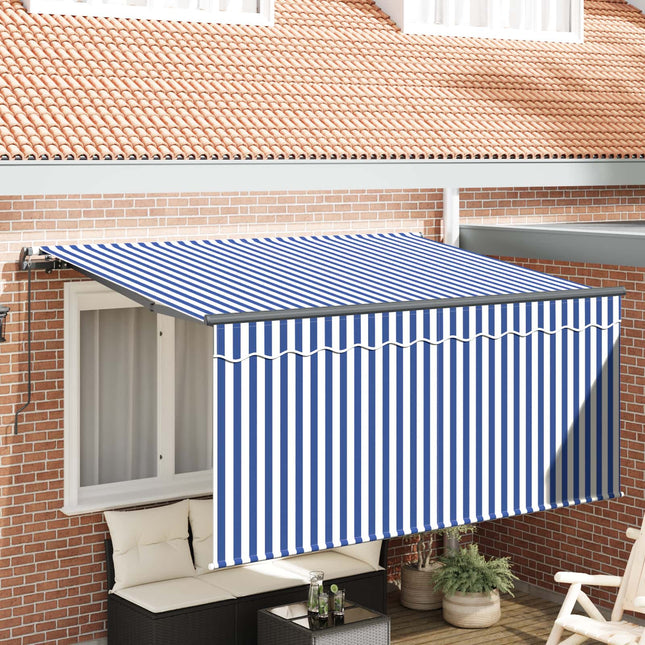 Utrækkelig Markise Blå og Hvid 300 x 200 cm
