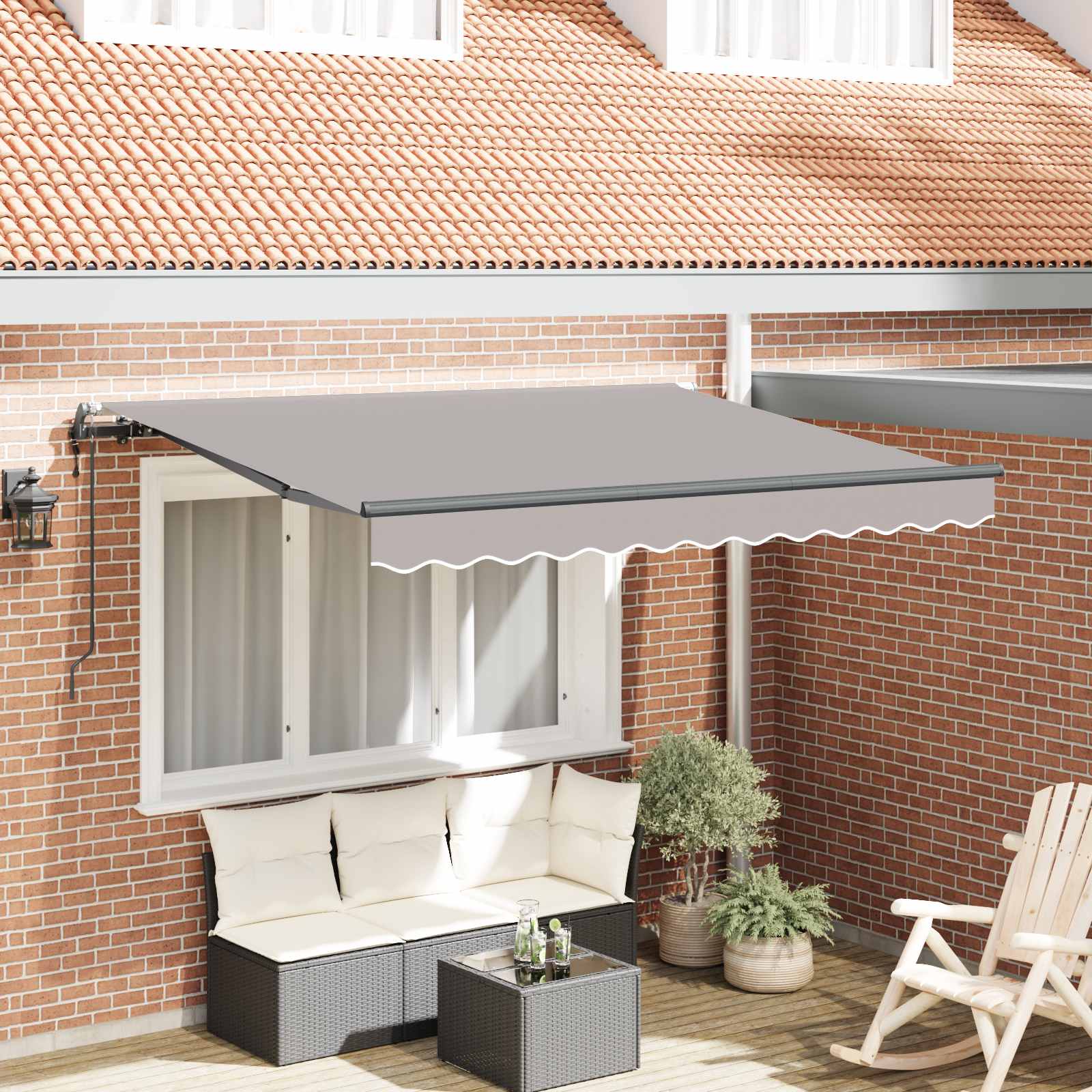 Utrækkelig Markise Lysegrå 300 x 200 cm Stof