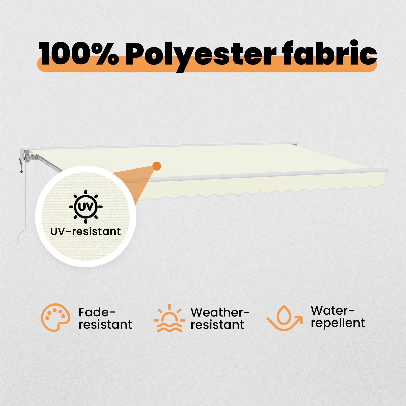 Markiseramme Creme 350 x 200 cm Polyester med PU belægning