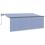 Utrækkelig Markise Blå og Hvid 350 x 200 cm