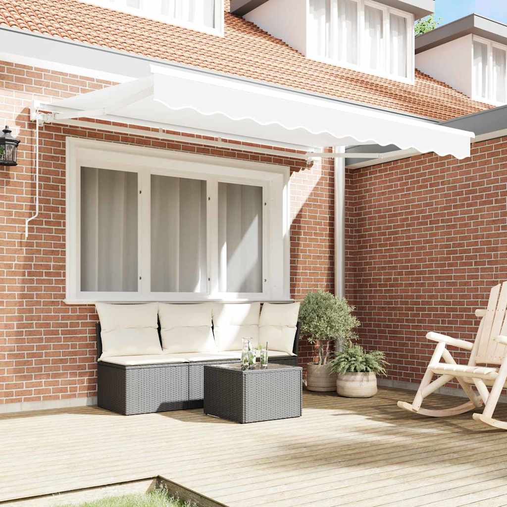 Markiseramme Hvid 350 x 200 cm Polyester med PU belægning