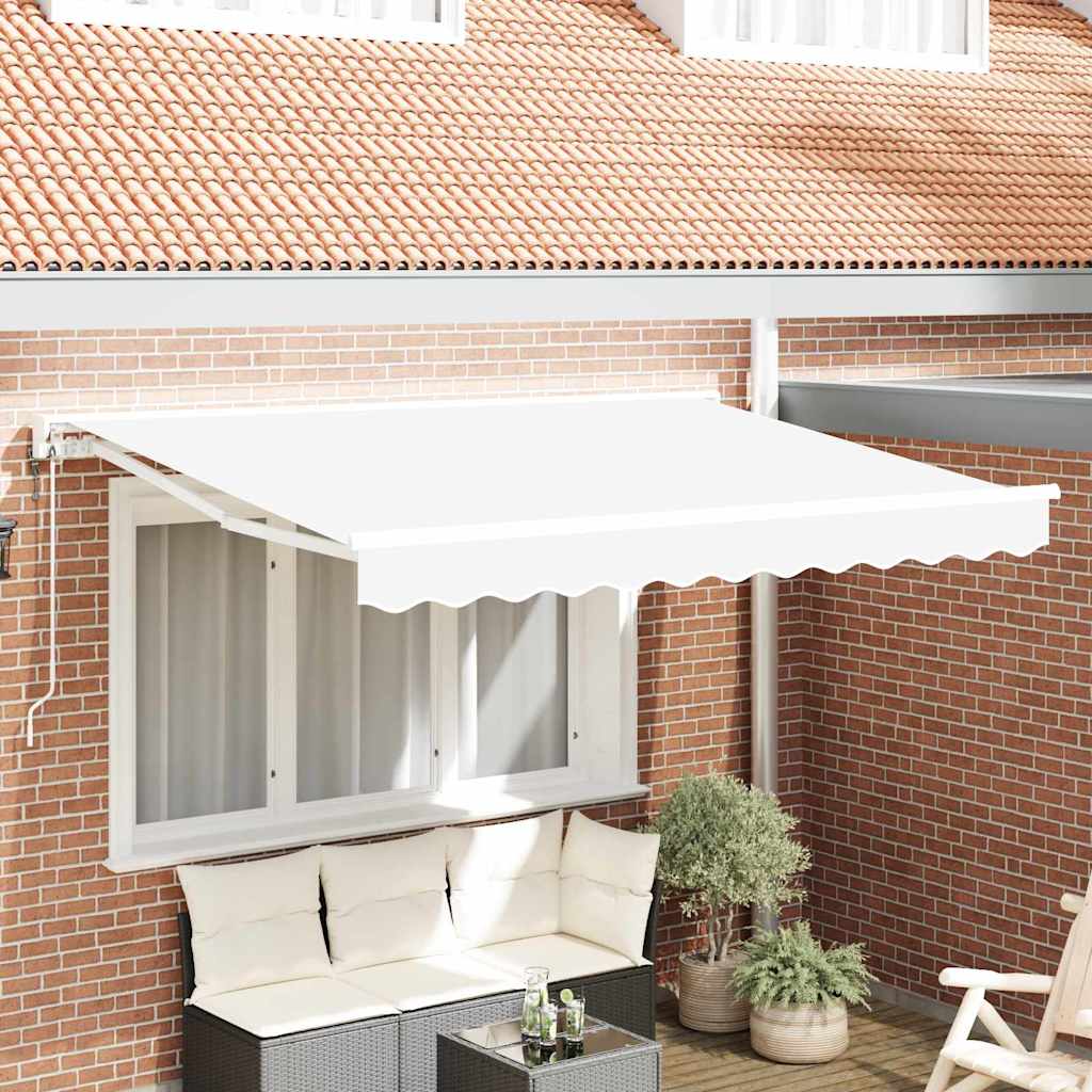 Markiseramme Hvid 350 x 200 cm Polyester med PU belægning