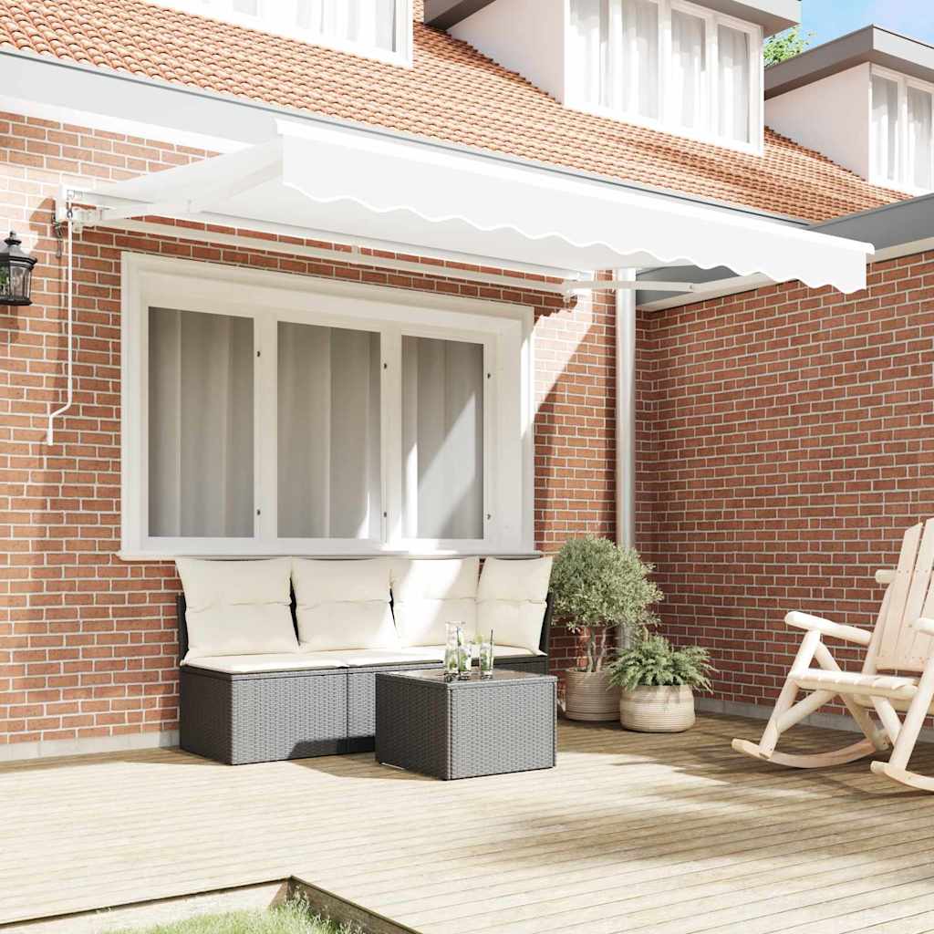 Markiseramme Hvid 350 x 200 cm Polyester med PU belægning