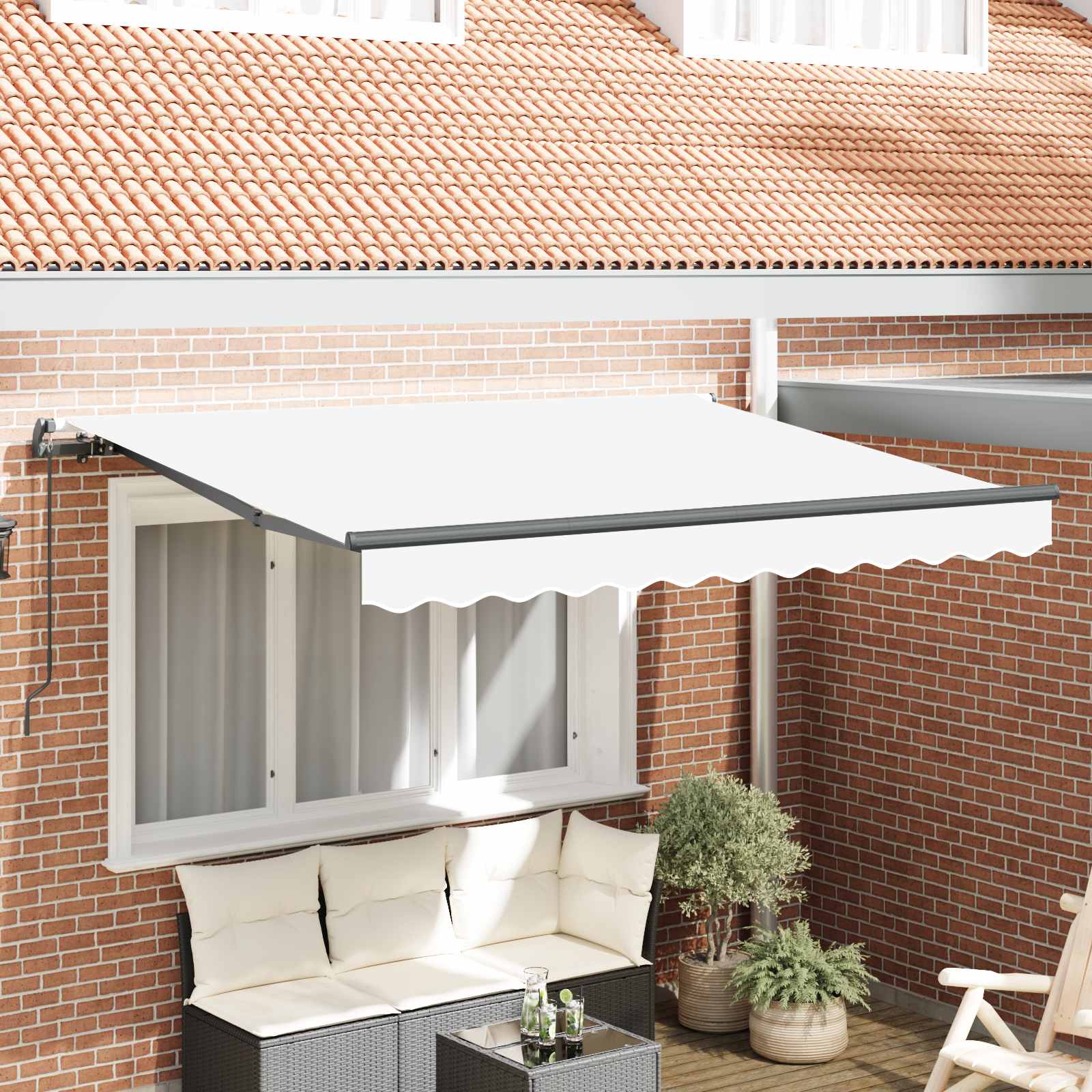 Utrækkelig Markise Hvid 350 x 200 cm Stof