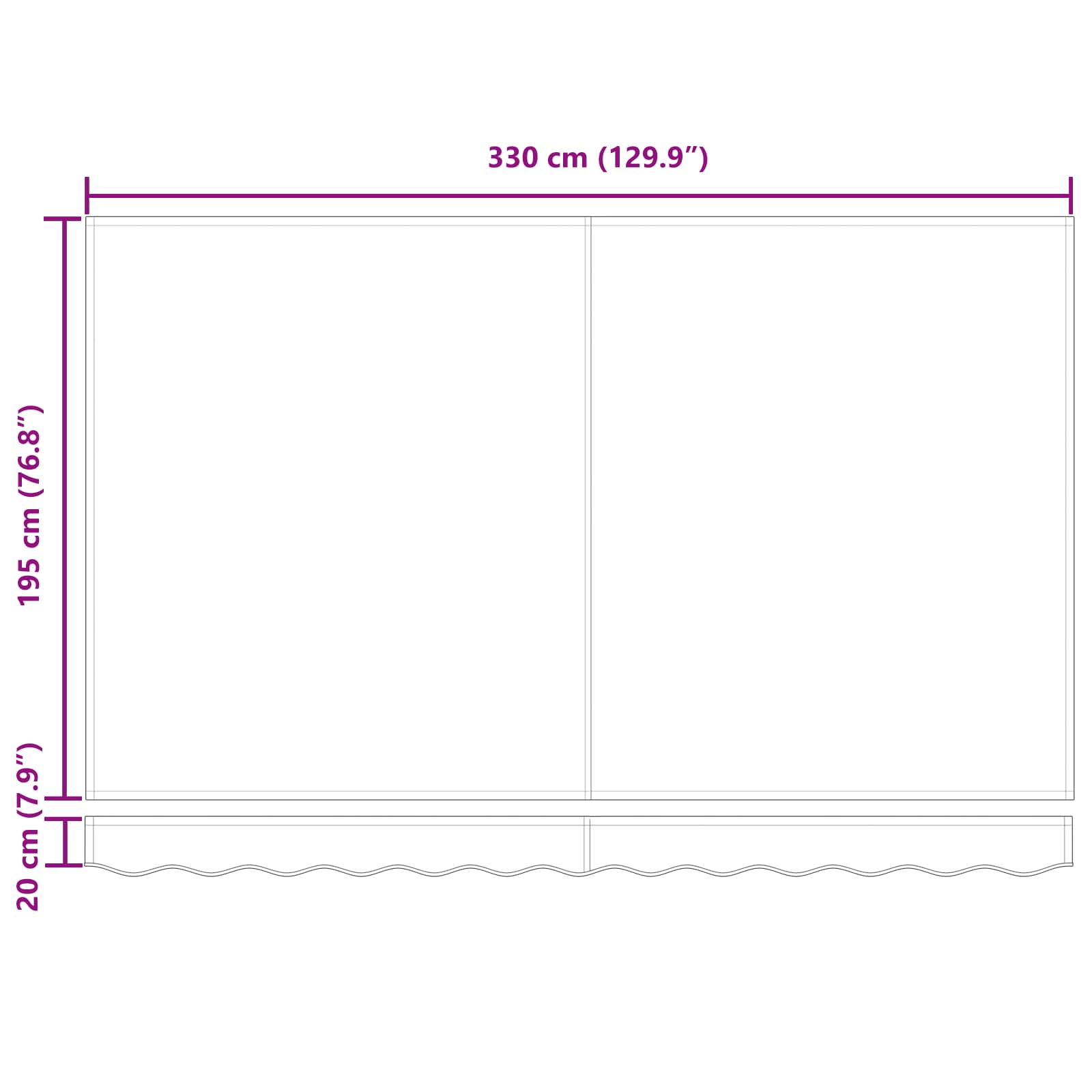 Utrækkelig Markise Lysegrå 350 x 200 cm Stof