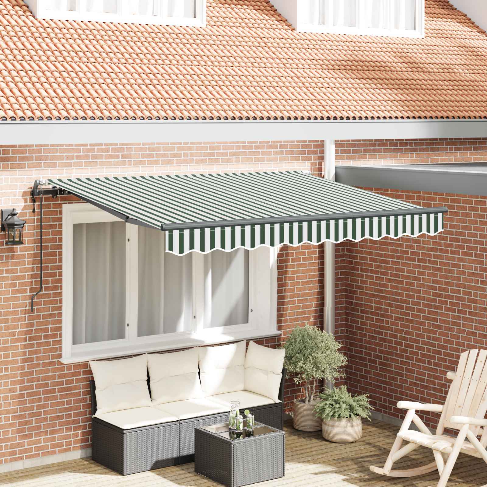 Utrækkelig Markise Grøn 350 x 200 cm Stof