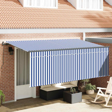 Utrækkelig Markise Blå og Hvid 400 x 200 cm