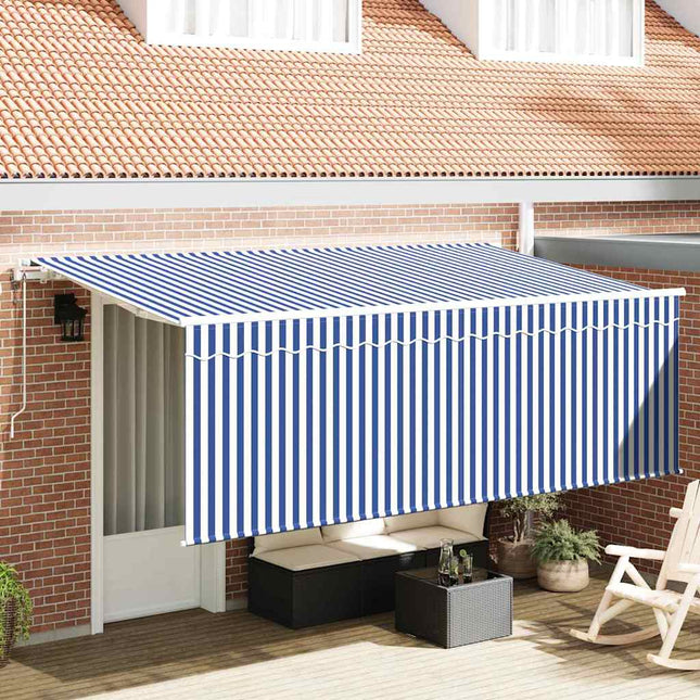Udtrækkelig markise Blå og Hvid 400 x 200 cm