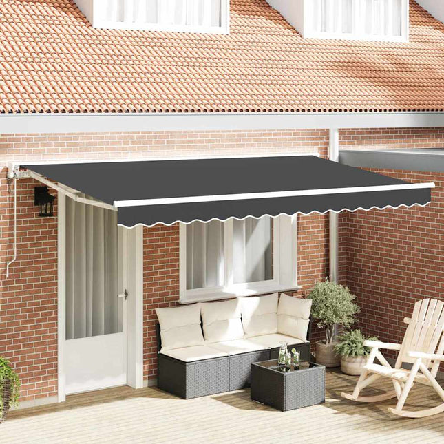 Markiseramme Antracit 400 x 200 cm Polyester med PU belægning
