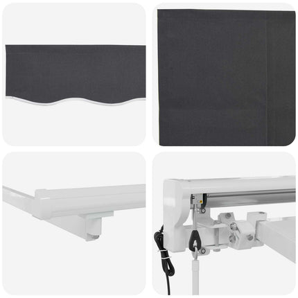 Utrækkelig Markise Antracit 400 x 200 cm Polyester og Aluminium