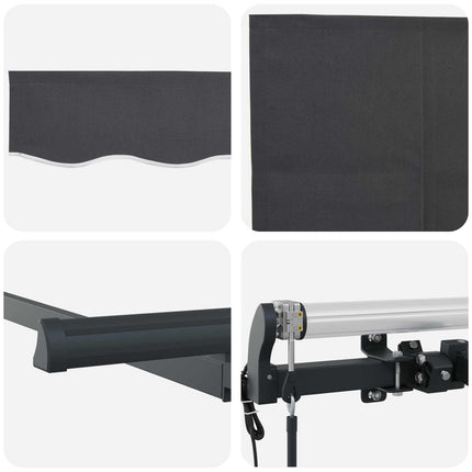 Utrækkelig Markise Antracit 400 x 200 cm Polyester og Aluminium
