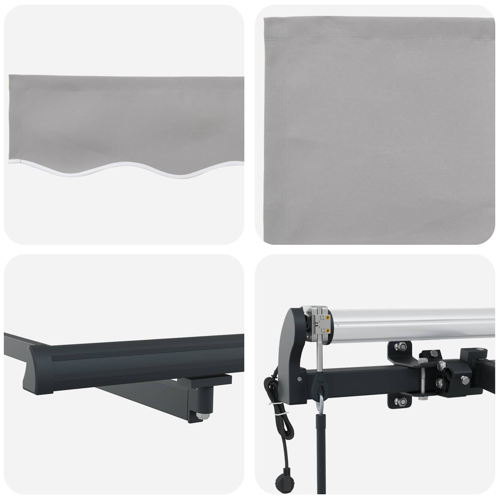 Utrækkelig Markise Lysegrå 400 x 200 cm Stof