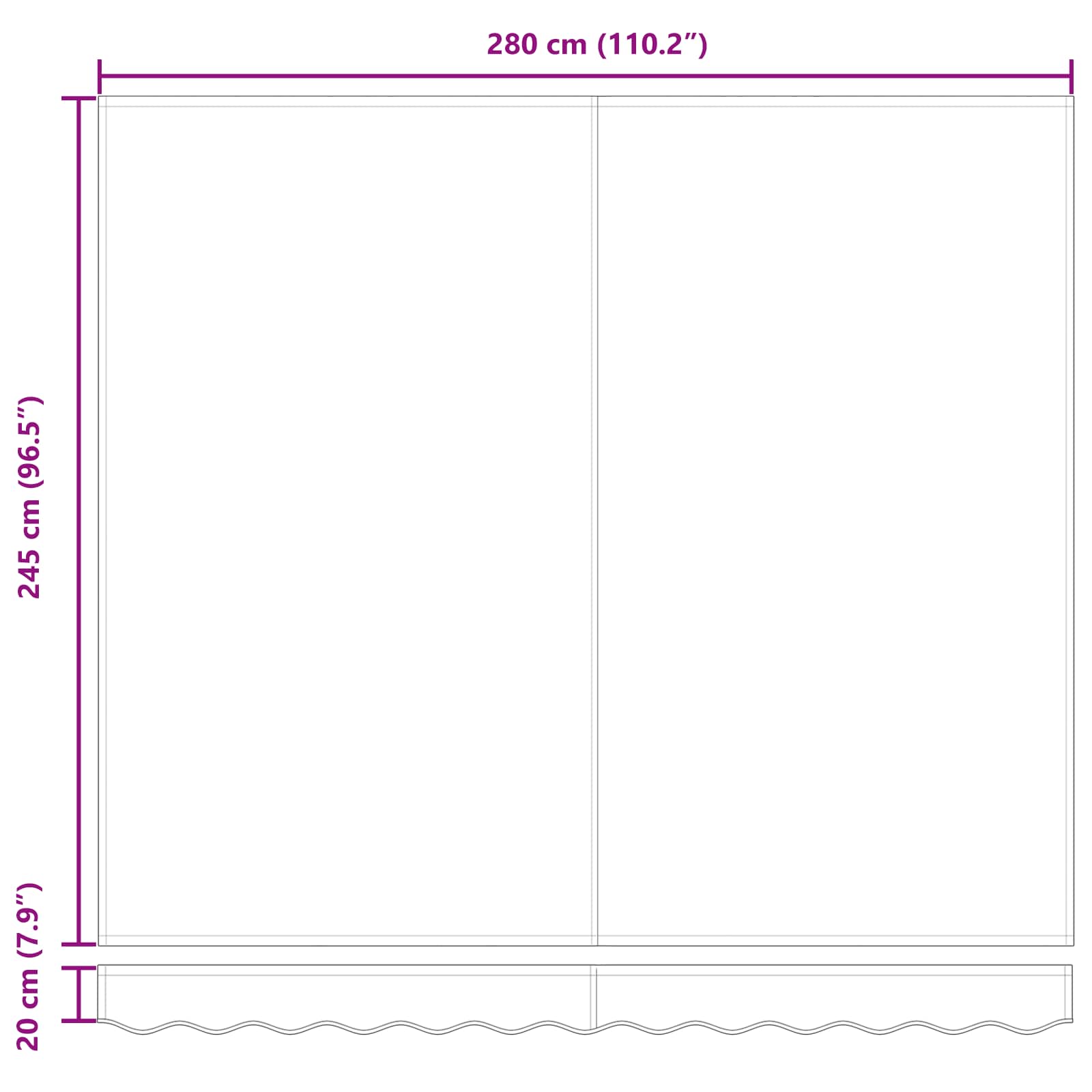 Utrækkelig Markise Antracit 300 x 250 cm Aluminium og stof
