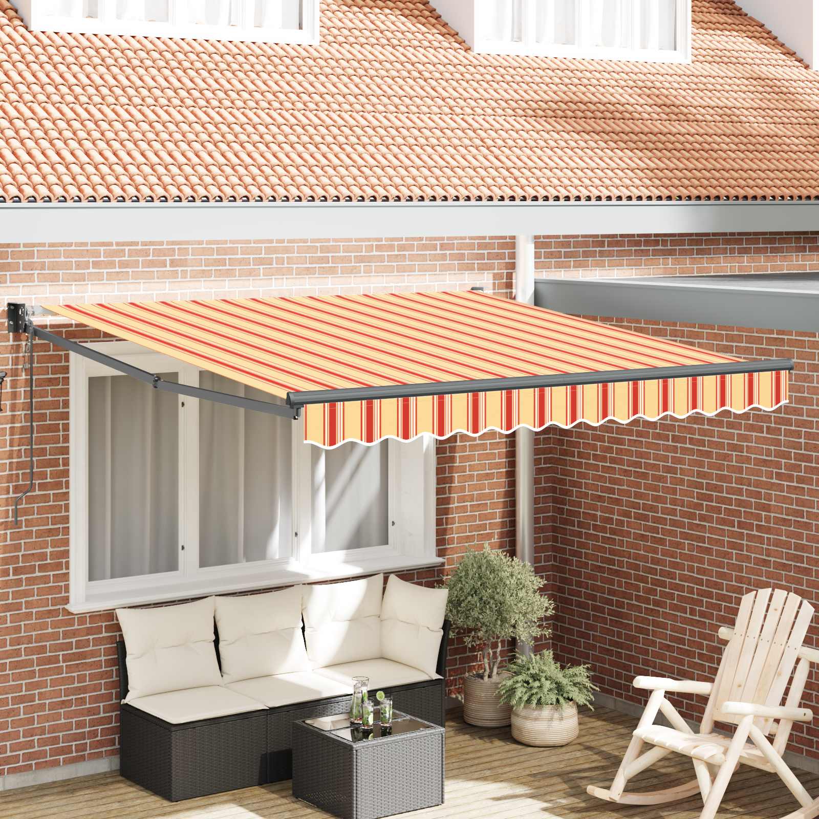 Markise Gul og orange 300 x 250 cm Polyester og metal