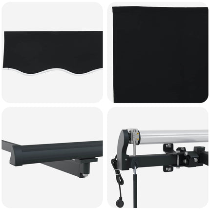 Udtrækkelig markise Sort 300 x 250 cm Stof og aluminium