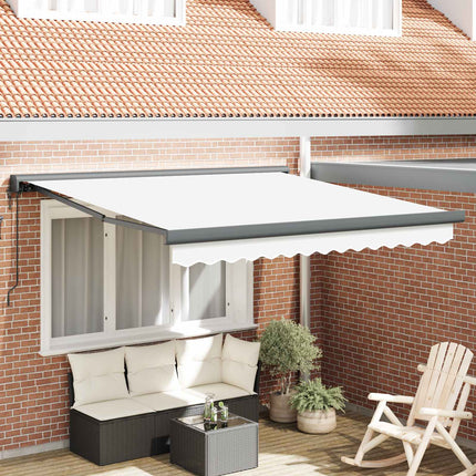Udtrækkelig markise Hvid 300 x 250 x 165 cm Stof og Metal