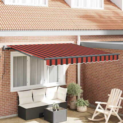 Udtrækkelig markise Rød og Sort 350 x 250 cm Stof og aluminium