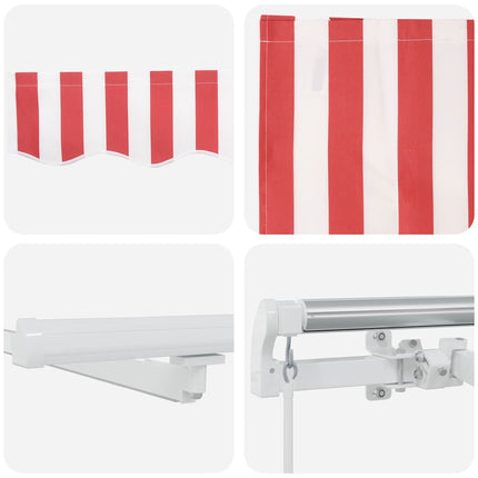 Udtrækkelig markise Rød og Hvid 350 x 250 cm Stof og aluminium