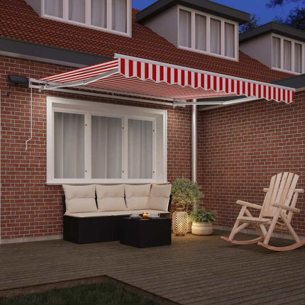 Udtrækkelig markise Rød og Hvid 350 x 250 cm Stof og aluminium