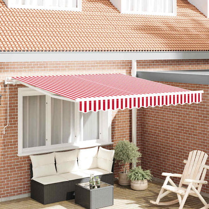 Udtrækkelig markise Rød og Hvid 350 x 250 cm Stof og aluminium