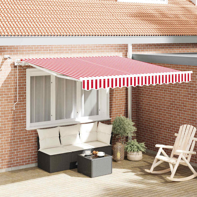 Udtrækkelig markise Rød og Hvid 350 x 250 cm Polyester