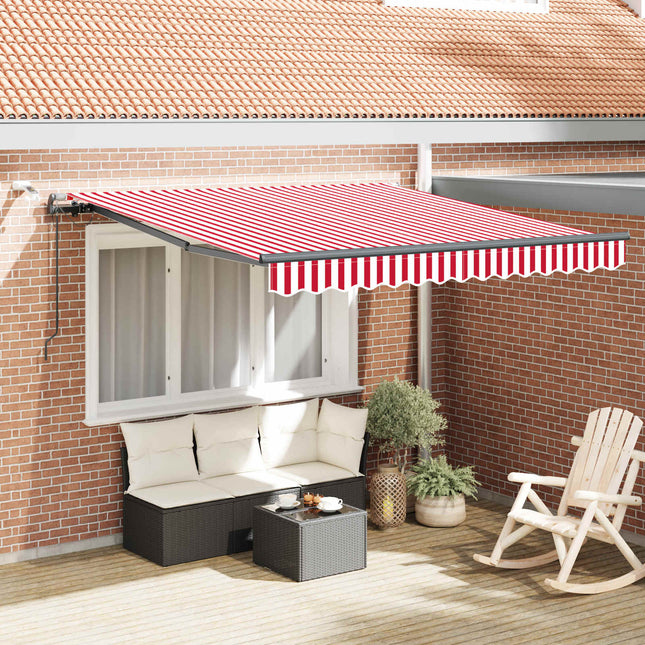 Udtrækkelig markise Rød og Hvid 350 x 250 cm Polyester