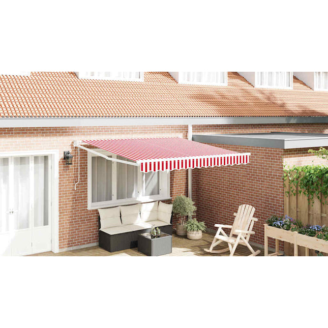 Udtrækkelig markise Rød og Hvid 350 x 250 cm Polyester og metal