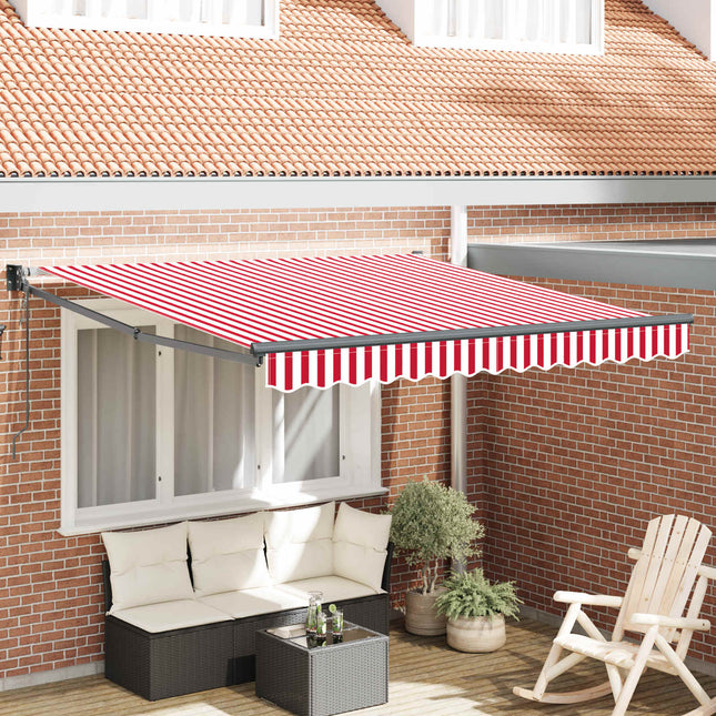 Udtrækkelig markise Rød og Hvid 350 x 250 cm Polyester og metal