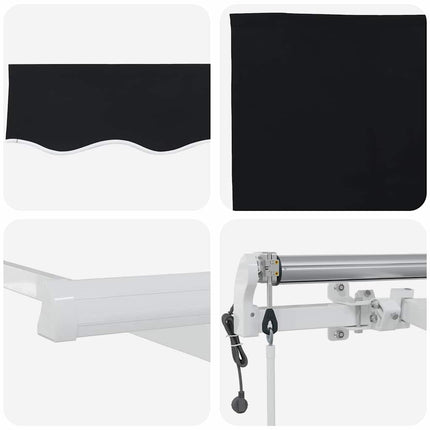 Udtrækkelig markise Sort 350 x 250 cm Stof og aluminium