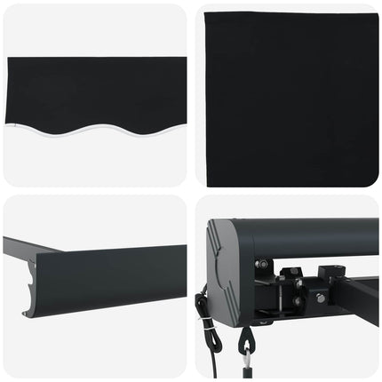 Udtrækkelig markise Sort 350 x 250 x 165 cm Stof og Metal