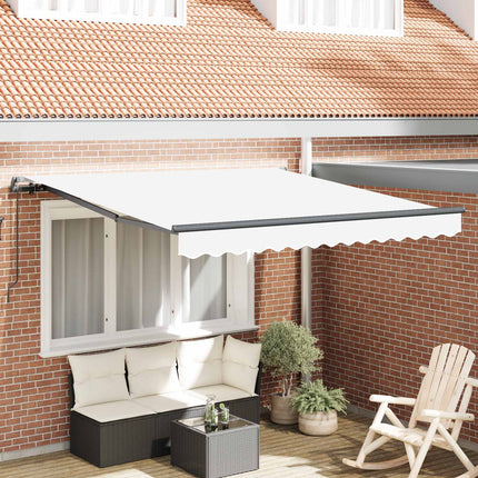 Udtrækkelig markise Hvid 350 x 250 cm Polyester og Aluminium