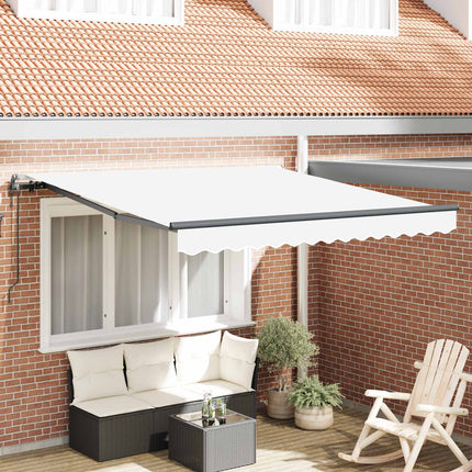 Udtrækkelig markise Hvid 350 x 250 cm Stof og aluminium