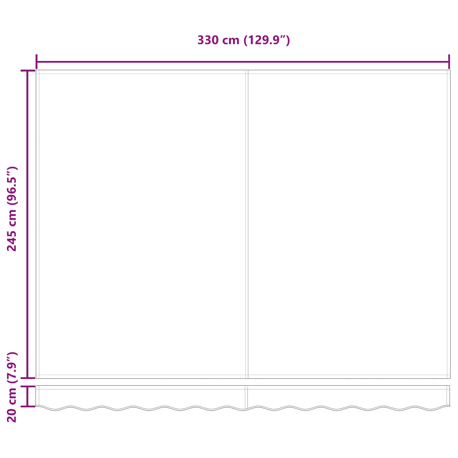 Utrækkelig Markise Hvid 350 x 250 cm Aluminium og stof