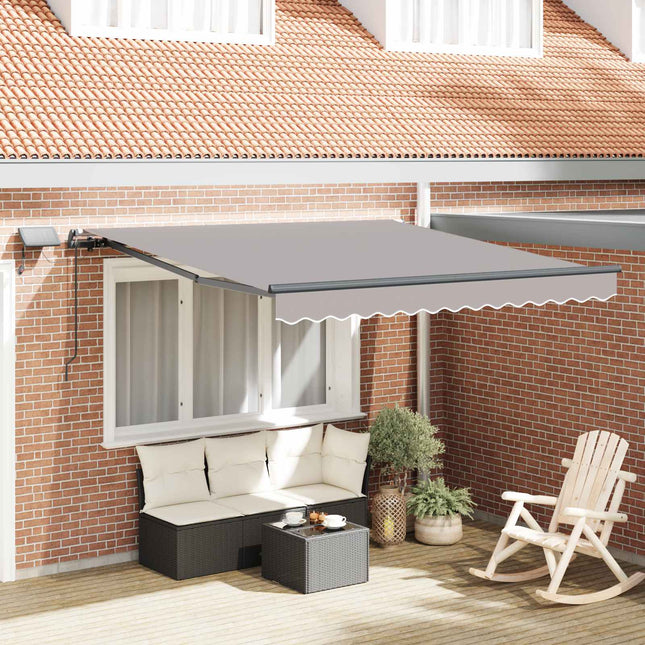 Udtrækkelig markise Lysegrå 350 x 250 cm Stof og aluminium