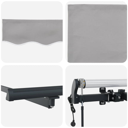 Udtrækkelig markise Lysegrå 350 x 250 cm Stof og aluminium