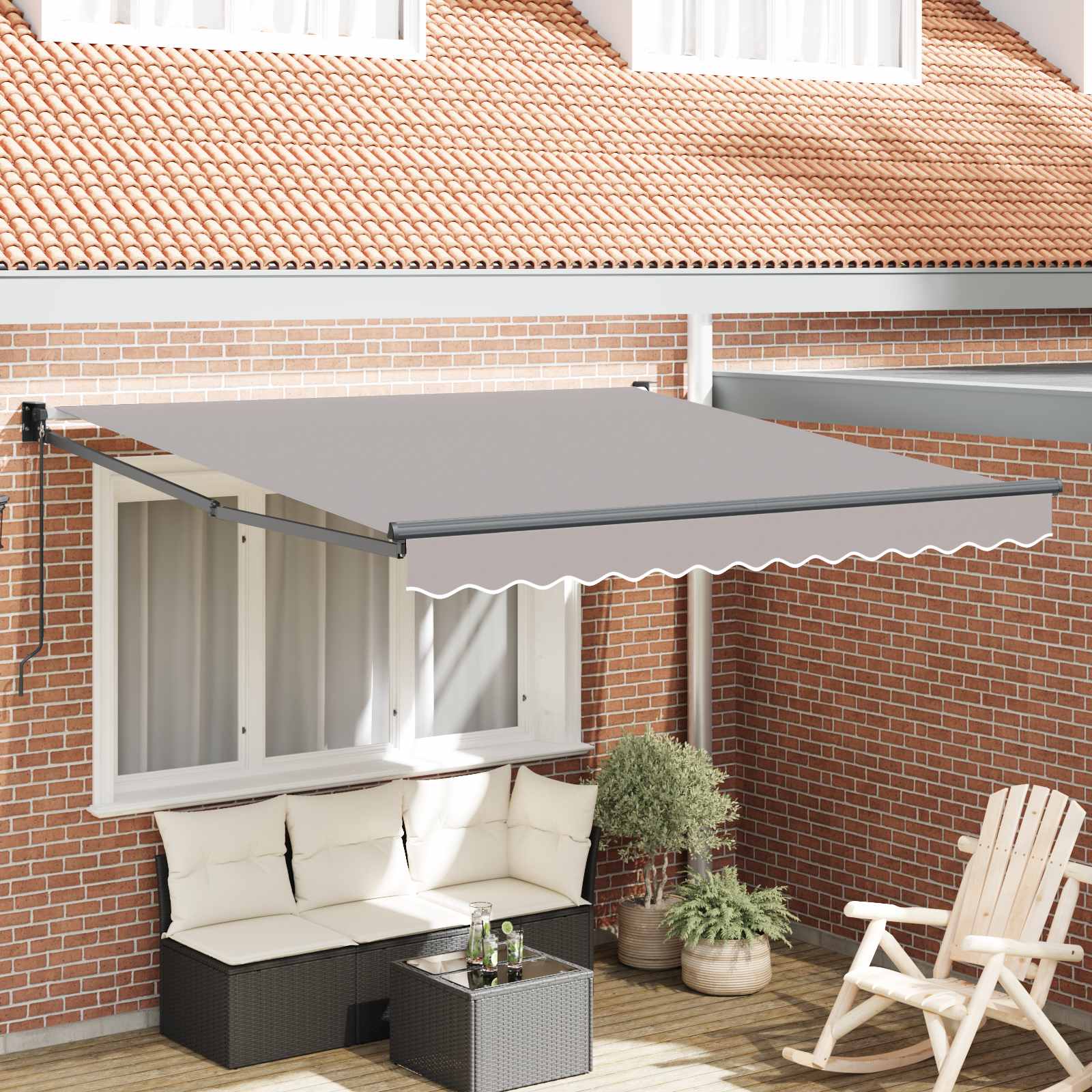 Udtrækkelig markise Lysegrå 350 x 250 cm