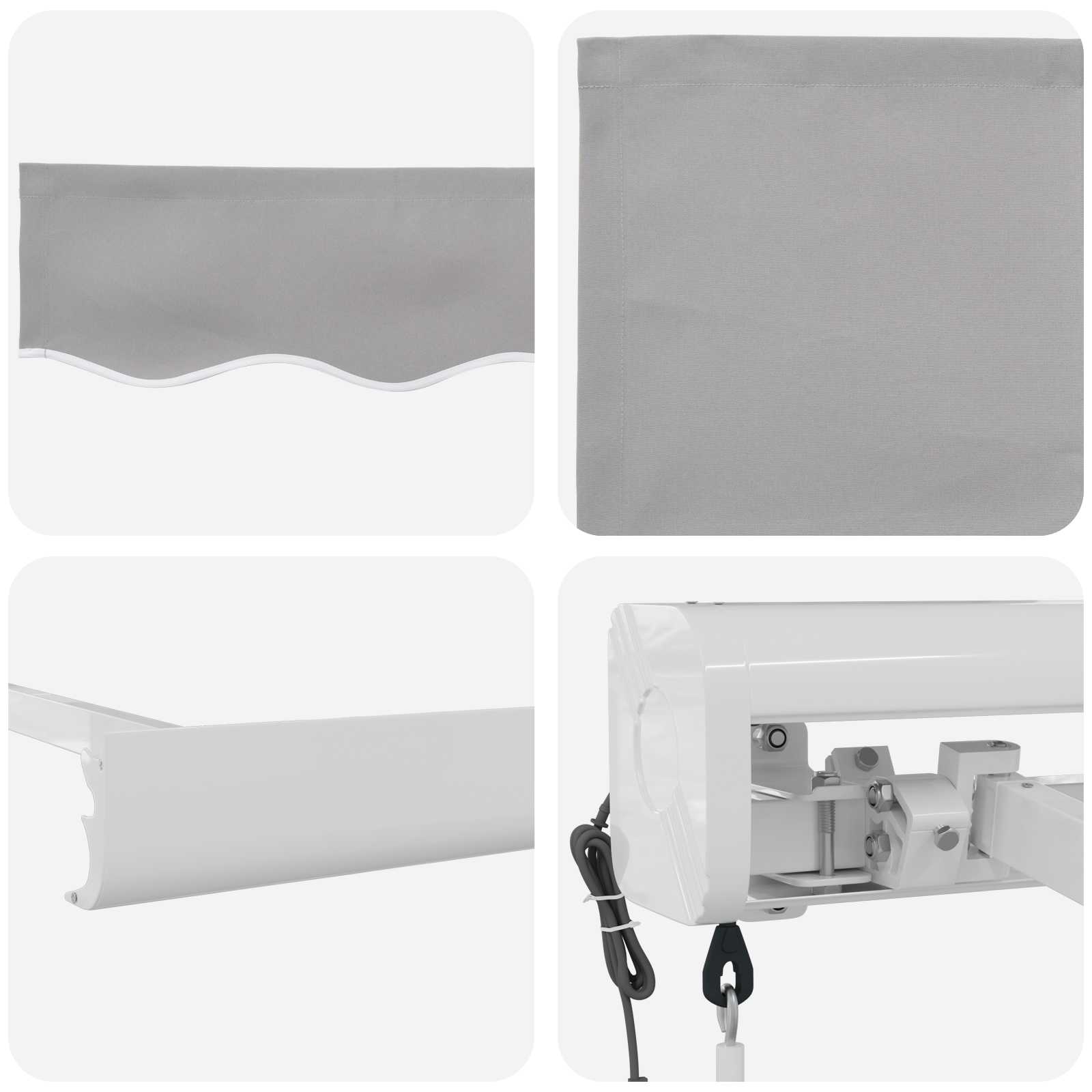 Udtrækkelig markise Lysegrå 350 x 250 x 165 cm Stof og Metal