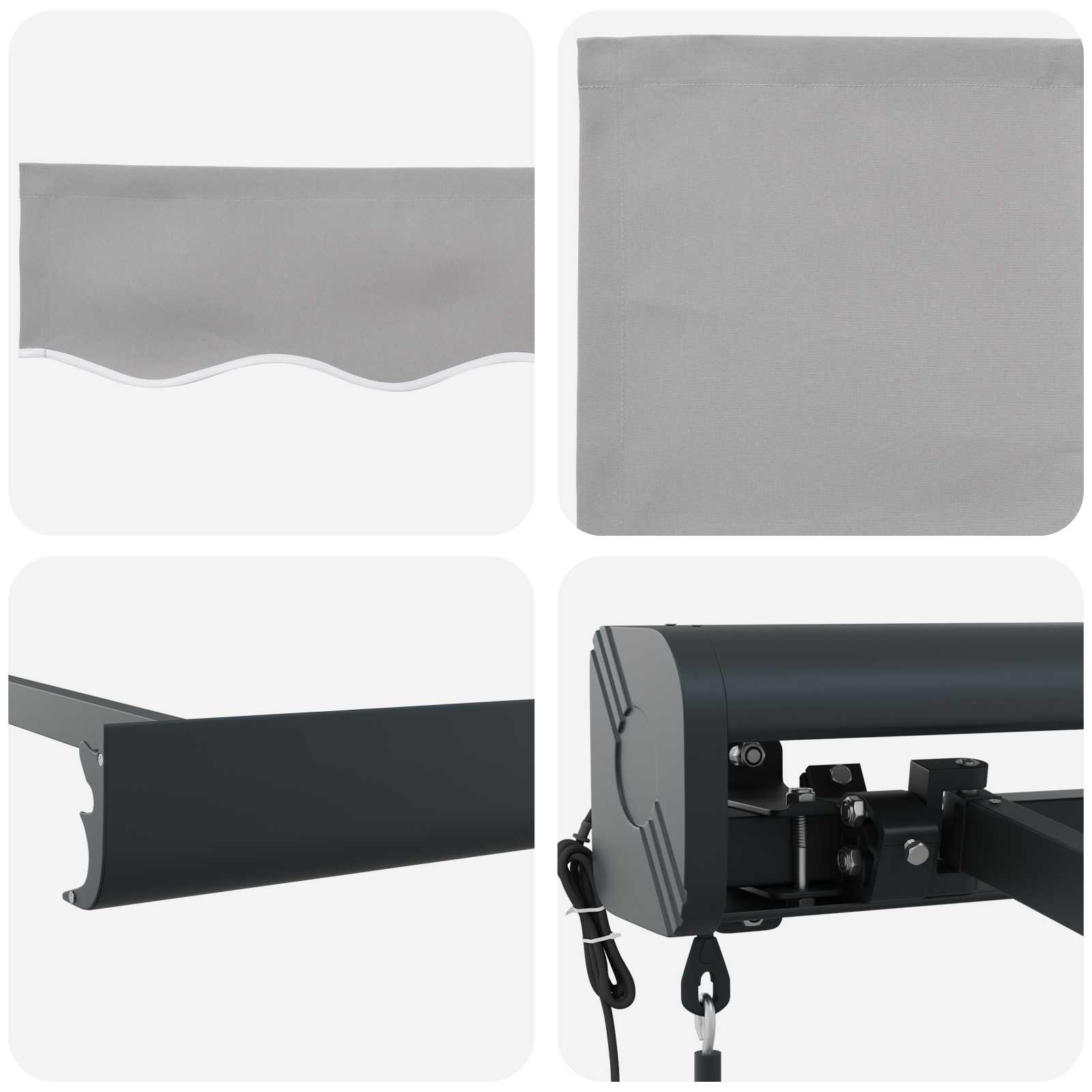 Udtrækkelig markise Lysegrå 350 x 250 x 165 cm Stof og Metal