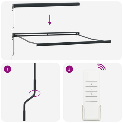 Udtrækkelig markise Lysegrå 350 x 250 x 165 cm Stof og Metal