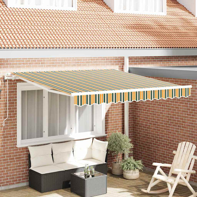 Udtrækkelig markise Grøn og gul 350 x 250 cm Stof og aluminium