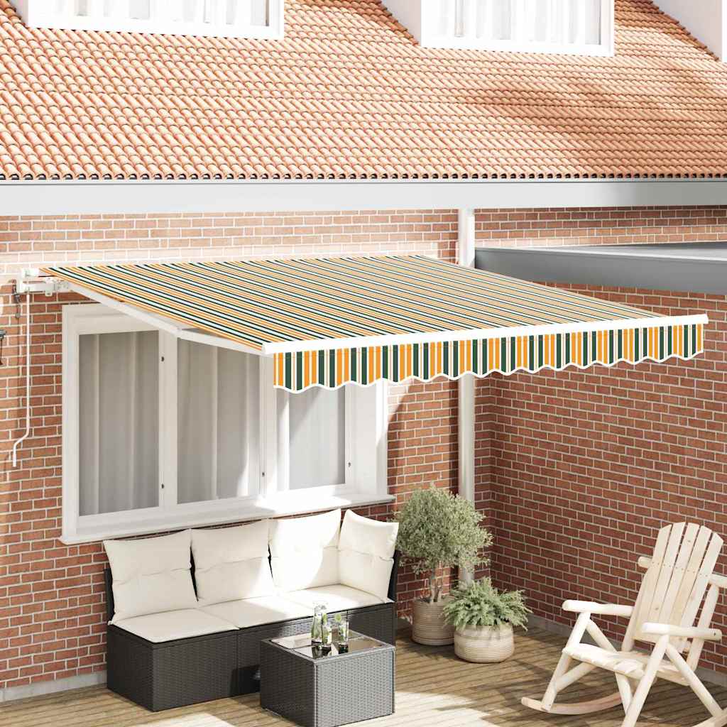 Udtrækkelig markise Grøn og gul 350 x 250 cm Stof og aluminium