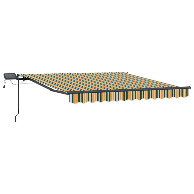 Udtrækkelig markise Grøn og gul 350 x 250 cm Stof og aluminium