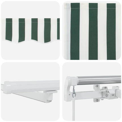 Udtrækkelig markise Grøn og Hvid 350 x 250 cm Stof og aluminium