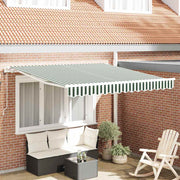 Udtrækkelig markise Grøn og Hvid 350 x 250 cm Stof og aluminium