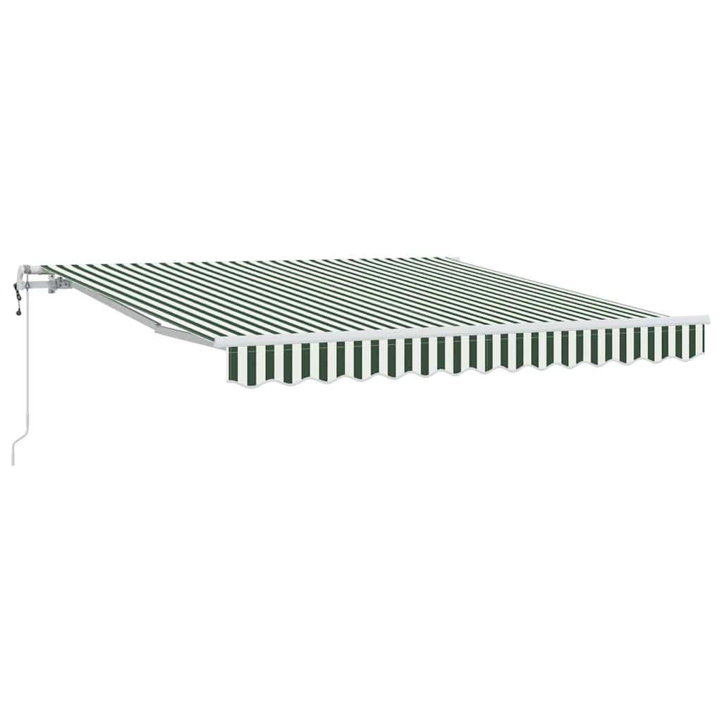 Udtrækkelig markise Grøn og Hvid 350 x 250 cm Stof og aluminium