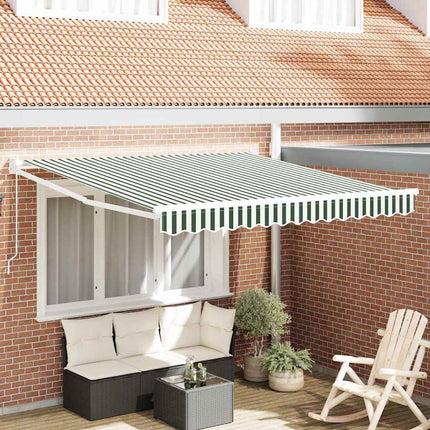 Udtrækkelig markise Grøn og Hvid 350 x 250 cm