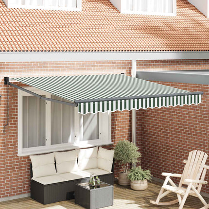Udtrækkelig markise Grøn og Hvid 350 x 250 cm