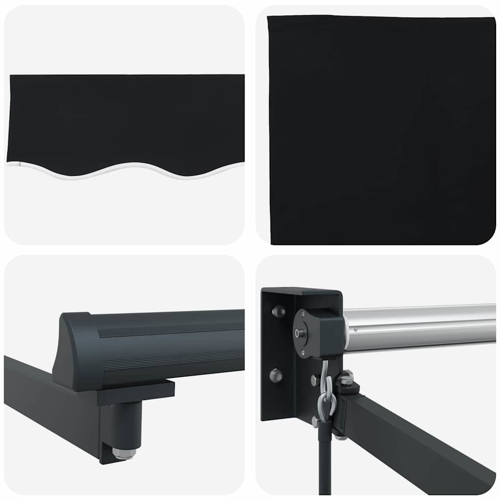 Utrækkelig Markise Sort 400 × 300 cm Polyester og Aluminium