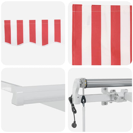 Udtrækkelig markise Rød og Hvid 400 × 350 cm Stof og aluminium