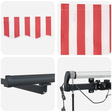 Udtrækkelig markise Rød og Hvid 400 × 350 cm Polyester